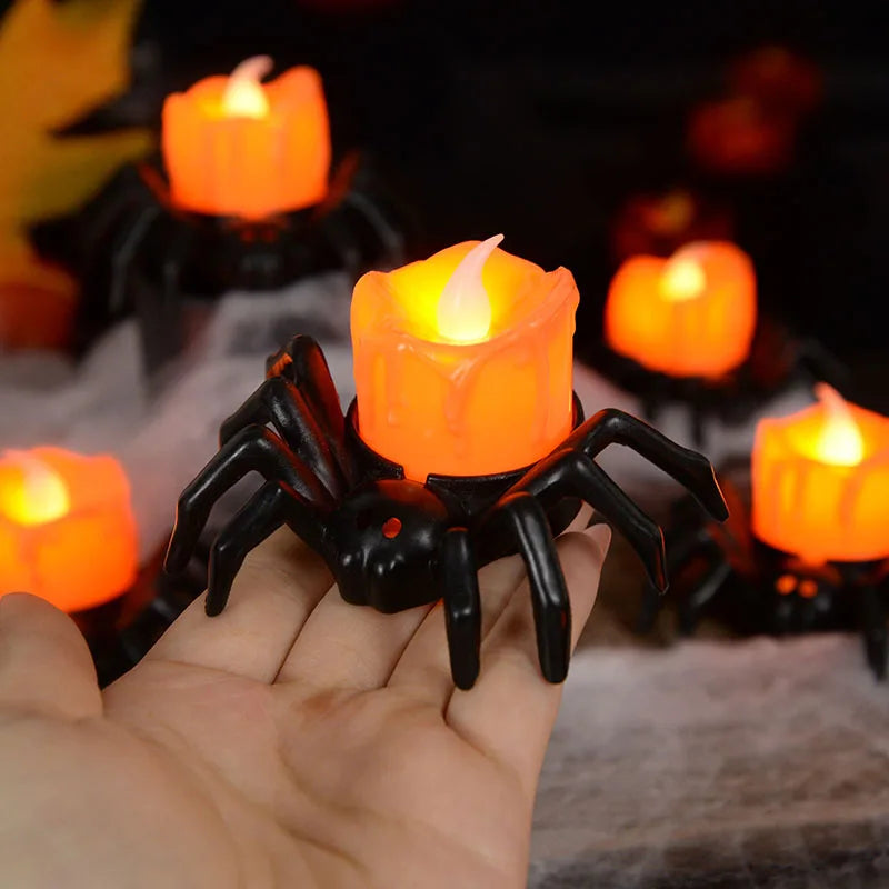 LED Candle Light Spider & Pumpkin Lamp