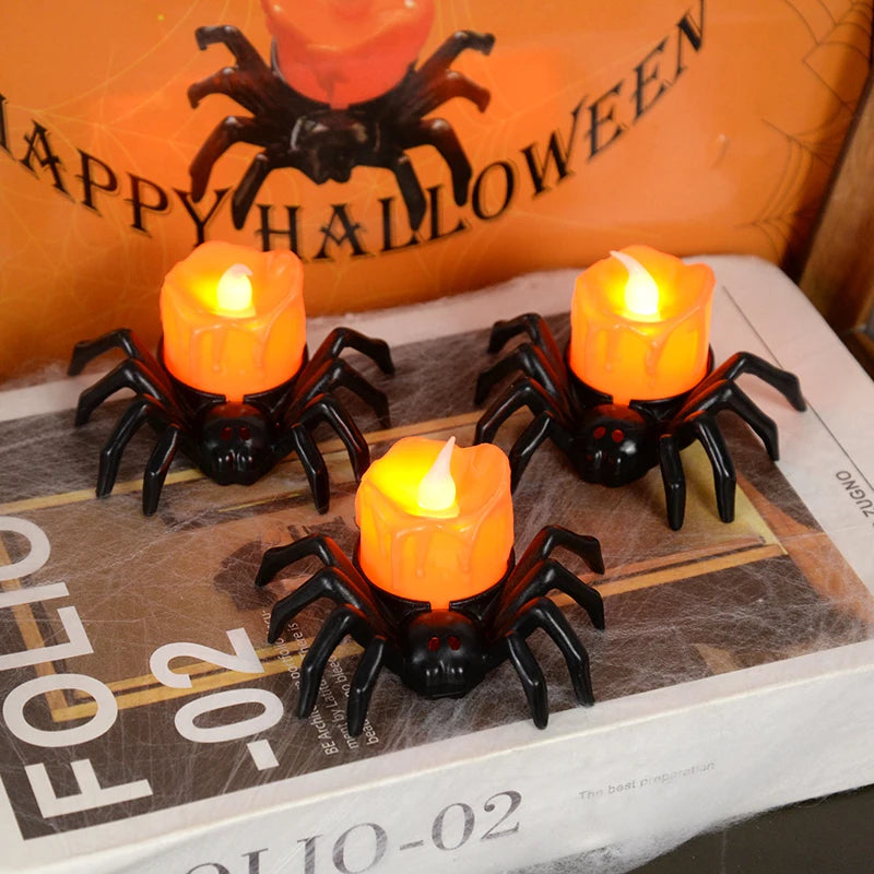 LED Candle Light Spider & Pumpkin Lamp