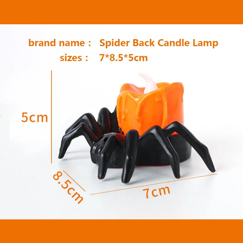 LED Candle Light Spider & Pumpkin Lamp