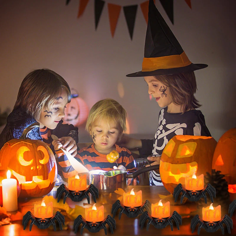 LED Candle Light Spider & Pumpkin Lamp