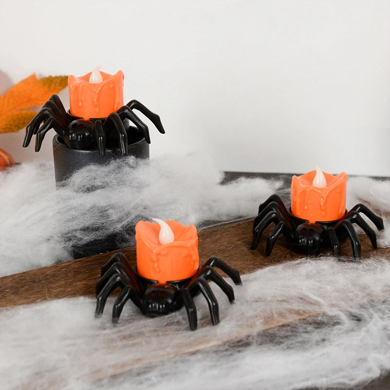 LED Candle Light Spider & Pumpkin Lamp