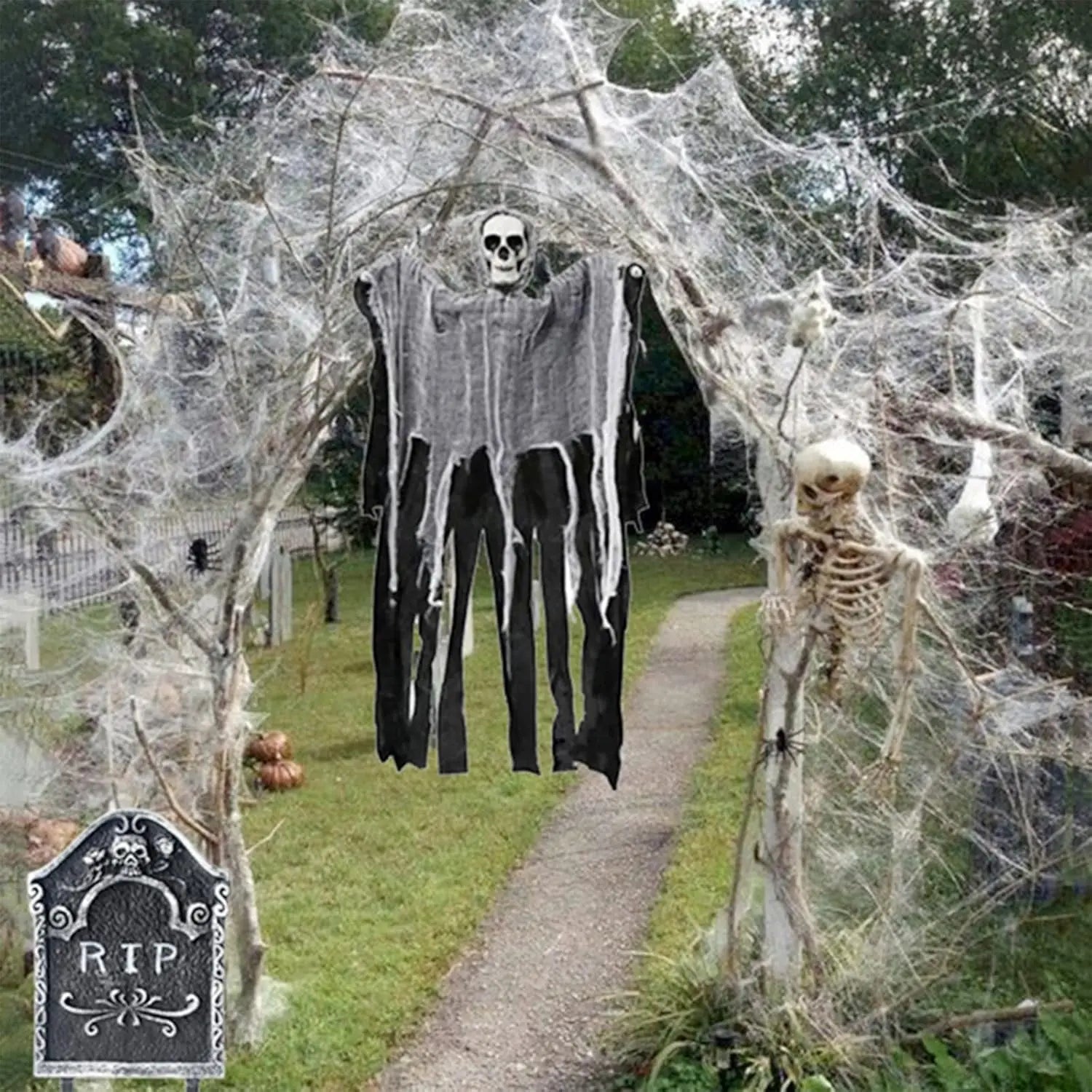 Stretchable Spider Web with Fake Spider