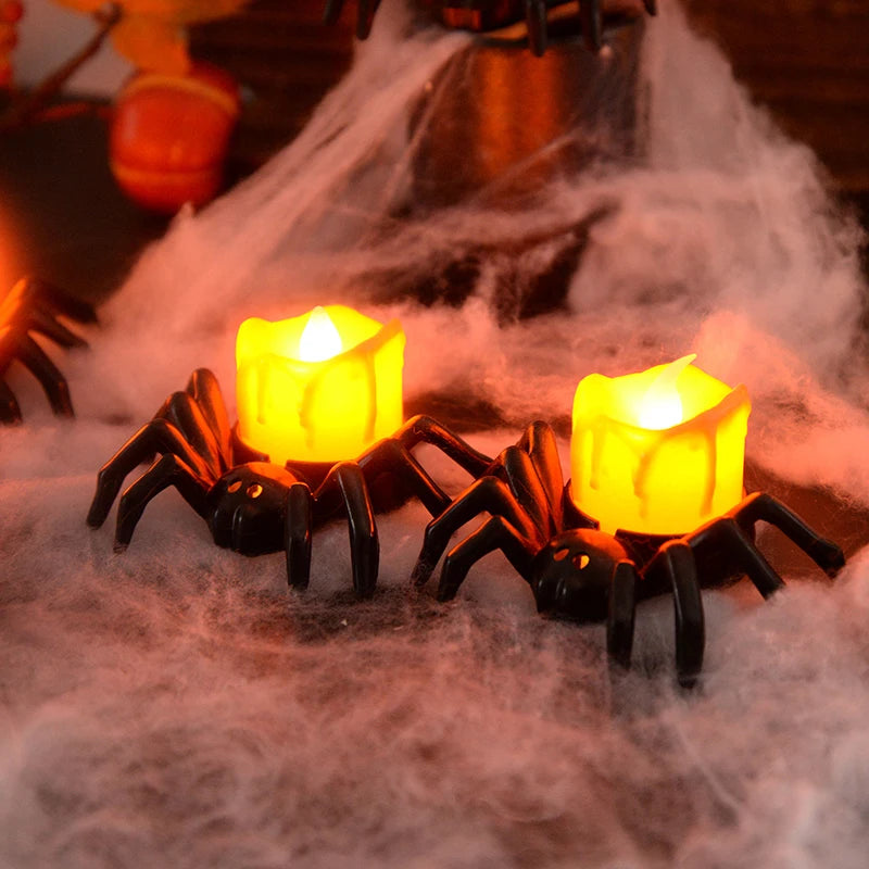 LED Candle Light Spider & Pumpkin Lamp