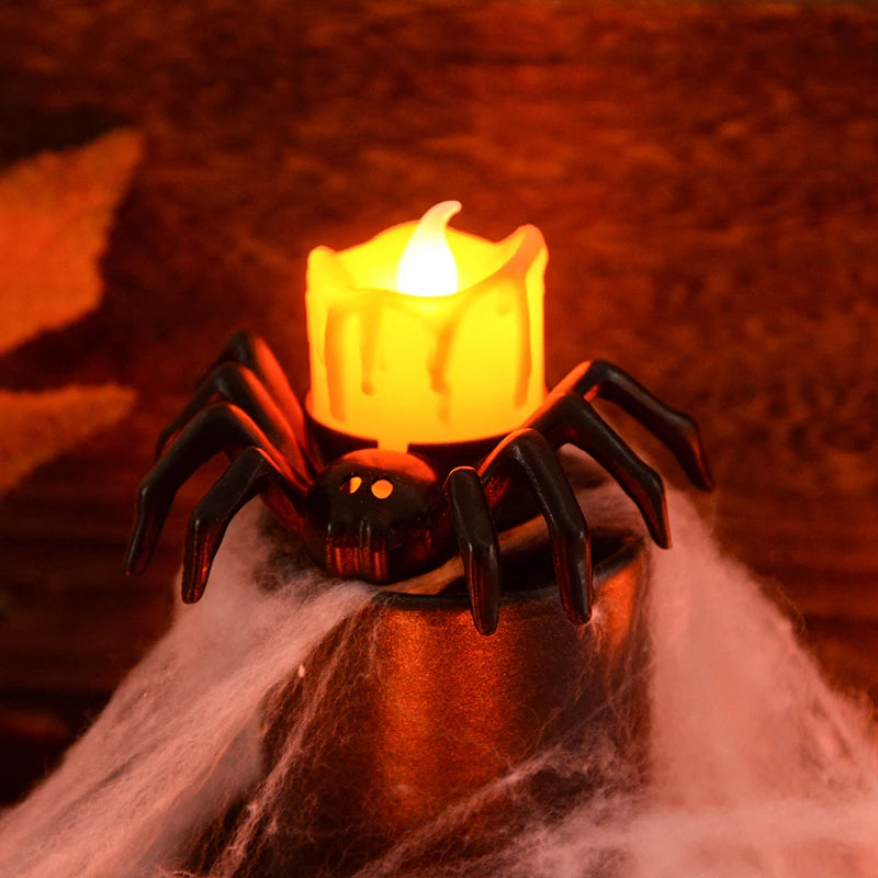 LED Candle Light Spider & Pumpkin Lamp